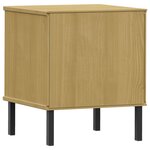 vidaXL Table de chevet avec pieds en métal Marron Bois pin massif OSLO