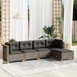 vidaXL Salon de jardin 5 Pièces avec coussins gris résine tressée