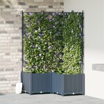 vidaXL Planteur de jardin avec treillis 3 Pièces gris 80x80x143 cm