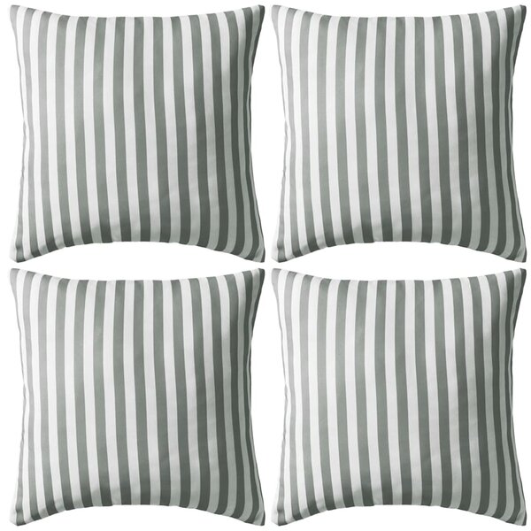 vidaXL Oreiller d'extérieur lot de 4 Impression rayure 45 x 45 cm Gris
