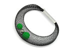 Bracelet ciambella grande - résille et polymère vert pomme