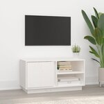vidaXL Meuble TV Blanc 80x35x40 5 cm Bois de pin massif