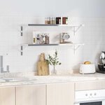 vidaXL Supports d'étagères 4Pièces 30x2 5x15 5cm argenté acier inoxydable