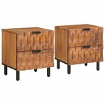 vidaXL Cabinet de chevet avec tiroir 2 Pièces Marron 40 x 33 x 46 cm