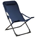 Chaise relax en acier et toile easy (lot de 2) graphite et bleu