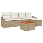 vidaXL Ensemble de canapés de jardin 6 pièces avec des coussins en rotin synthétique beige et en acacia