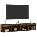 vidaXL Meubles TV avec lumières LED 2 Pièces chêne fumé 80x30x30 cm