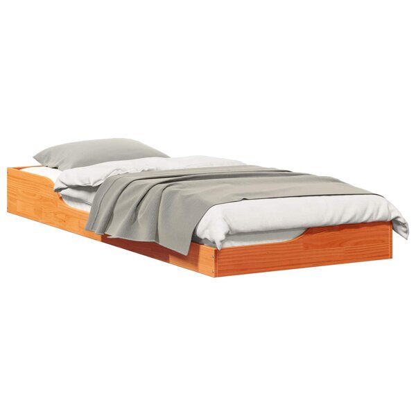 vidaXL Cadre de lit Brun cire 90 x 220 cm Pin massif