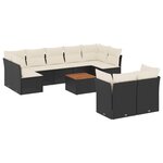 vidaXL Salon de jardin 10 Pièces avec coussins noir résine tressée