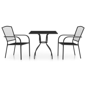 vidaXL Ensemble à manger de jardin 3 Pièces anthracite acier