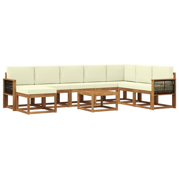 vidaXL Ensemble de canapés d'extérieur 9 Pièces Naturel et Crème