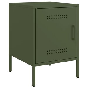 vidaXL Table de chevet vert olive 36x39x50 5 cm acier