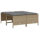 vidaXL Tabourets de jardin avec coussins lot de 4 beige résine tressée