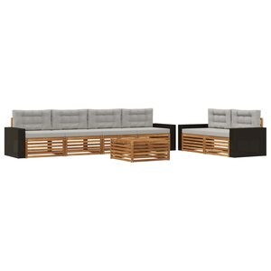 vidaXL Ensemble de canapés d'extérieur 7 Pièces Naturel et gris clair