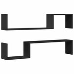vidaXL Étagères murales 2 Pièces noir 100x15x20 cm bois d'ingénierie