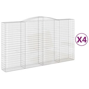 vidaXL Paniers à gabions arqués 4 Pièces 400x50x220/240 cm Fer galvanisé