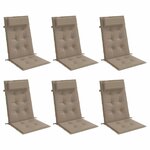 vidaXL Coussins de chaise à dossier haut lot de 6 taupe tissu oxford