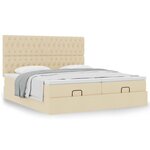 VidaXL Cadre de lit ottoman avec matelas crème 200x200cm tissu