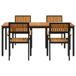 vidaXL Ensemble de salle à manger pour jardin 5 Pièces Noir et marron