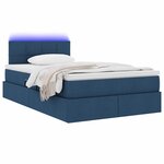vidaXL Lit avec rangement et LED avec matelas Bleu 120 x 200 cm tissu