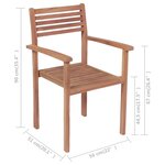 vidaXL Chaises empilables de jardin 4 Pièces Bois de teck solide