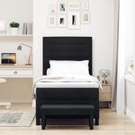 vidaXL Lit à Sommier avec Matelas & Banc Noir 80x200 cm Tissu