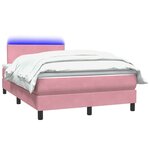 vidaXL Sommier à lattes de lit avec matelas et LED rose 120x210 cm velours