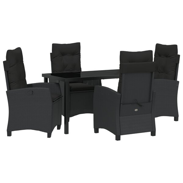vidaXL Ensemble de salle à manger de jardin 5 pièces avec des coussins - Rotin poly noir