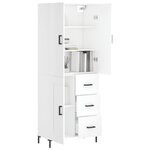 vidaXL Buffet haut Blanc 69 5x34x180 cm Bois d'ingénierie