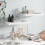 vidaXL Étagère murale flottante 2 Pièces Blanc brillant 50x23x3 8 cm MDF