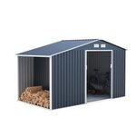 Abri de jardin en acier 6,53 m² - Abris buches avec kit d'ancrage inclus - Gris anthracite