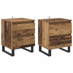 vidaXL Cabinet de chevet avec tiroir 2 Pièces Bois ancien 40 x 35 x 50 cm