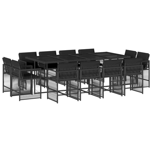 vidaXL Ensemble à manger de jardin 13 Pièces coussins noir résine tressée