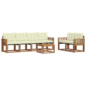 vidaXL Ensemble de canapés d'extérieur 7 pc Naturel et Crème