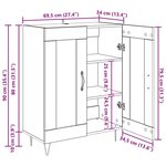 vidaXL Buffet Chêne noir 69 5 x 34 x 90 cm Bois d'ingénierie et fer