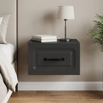 vidaXL Cabinet de chevet mural avec tiroir Noir 34 5 x 33 x 20 cm