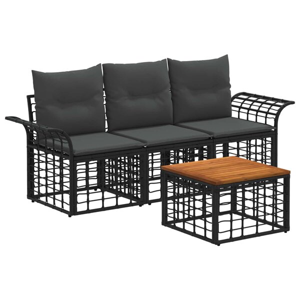 vidaXL Ensemble de canapés d'extérieur 4 pc Noir et Gris foncé