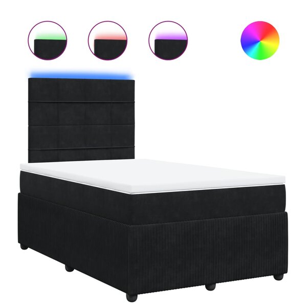 vidaXL Sommier à lattes de lit avec matelas Noir 120x200 cm Velours