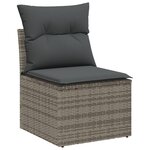 Set de Canapé de Jardin de 6 Pièces avec Coussins en Poly Rattan Gris