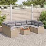 vidaXL Ensemble de canapé de jardin 10 Pièces Beige  gris clair
