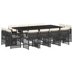 vidaXL Ensemble à manger de jardin 13 Pièces coussins noir résine tressée