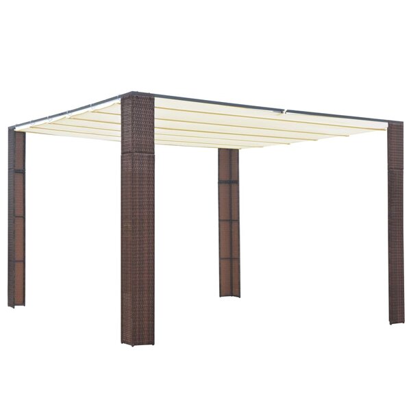 vidaXL Tonnelle avec toit Résine tressée 300x300x220cm Marron et crème