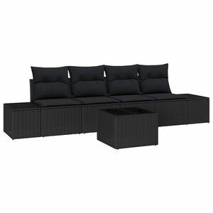 vidaXL Ensemble de Canapés avec coussin 5 Pièces Noir polyrotin
