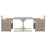 vidaXL Ensemble de bistro 3 Pièces avec coussins résine tressée beige