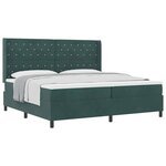 vidaXL Lit à ressorts avec tête de lit Vert foncé 200 x 200 cm Velours
