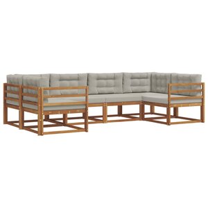 vidaXL Ensemble de canapés d'extérieur 6 Pièces Gris Naturel et Clair