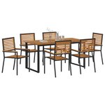 vidaXL Ensemble de salle à manger pour jardin 7 Pièces Noir