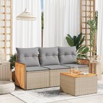 vidaXL Salon de jardin avec coussins 4 Pièces beige résine tressée