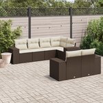 vidaXL Salon de jardin avec coussins 7 Pièces marron résine tressée