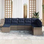 vidaXL Ensemble de canapé de jardin 8 Pièces Gris clair Poly rotin